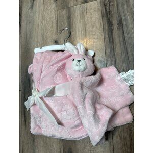 Hopping Bunny Embossed Fleece Decorative Baby Throw 30"x40" with Matching Bunny